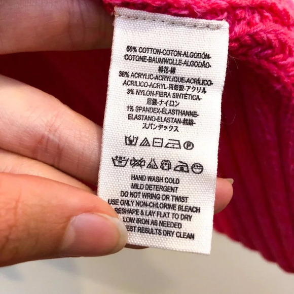 Free People Colorful Fun Pink Oversized Knit V Neck Wide Sleeve Pullover Sweater - Picture 8 of 10